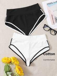 SHEIN EZwear 2 Confezioni di pantaloncini da donna a blocchi di colore