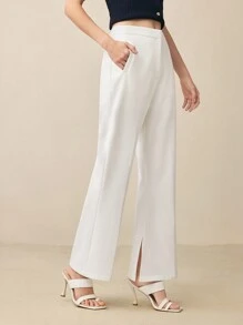 BizChic Women's White Commuting Flared Leg Dress Pants, Spring/Summer - White - View 7