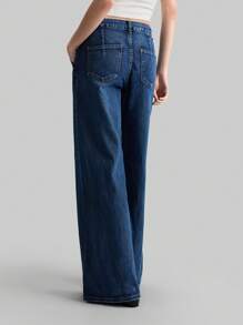 Ontre 2025 新款女士休闲复古低腰喇叭牛仔裤，女士牛仔服装，春夏宽松牛仔裤 - 藍色 - 查看 2