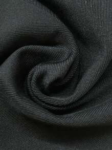 Selianne Vestido largo de mujer con cuello redondo, manga larga, abertura lateral única y diseño de parches en contraste de color - Negro - Ver 8