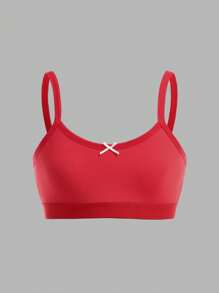 2pcs/Set Big Girls' Cherry Print & Solid Red Underwear Set - Multicolor - View 8