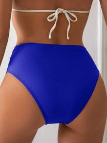 SHEIN Swim 2026 春夏女士海军蓝侧高开镂空设计性感比基尼泳裤 - 寶藍色 - 查看 2