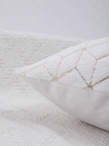 Housse de coussin en peluche métallique pour la décoration du salon et de la chambre à coucher - Blanc - Voir 2