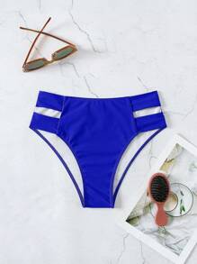 SHEIN Swim 2026 春夏女士海军蓝侧高开镂空设计性感比基尼泳裤 - 寶藍色 - 查看 3