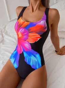 Swim Basics 1 bộ đồ bơi một mảnh in hoa thanh lịch cho nữ, nhiều màu sắc, kỳ nghỉ bãi biển mùa hè - Nhiều màu - Xem 3