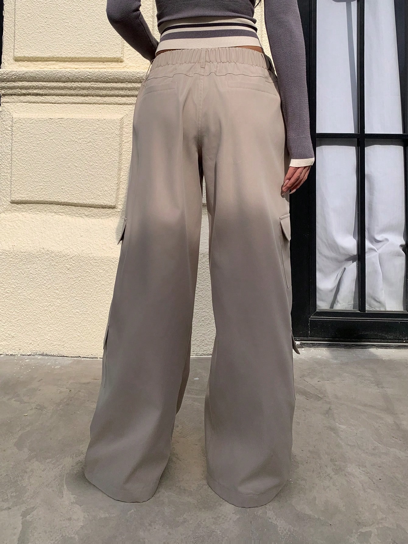 SHEIN EZwear بنطلون سروال كاجوال واسع من النساء بل...