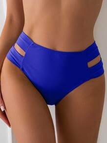 SHEIN Swim 2026 春夏女士海军蓝侧高开镂空设计性感比基尼泳裤 - 寶藍色 - 查看 1