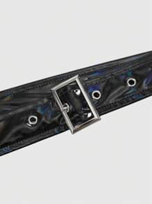 ROMWE Grunge Punk Áo crop top hở vai gợi cảm, có thể điều chỉnh cho nữ, áo khoác da dài tay phản quang màu cầu vồng - Nhiều màu - Xem 3