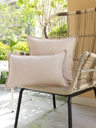 SHEIN X Heather Rae Outdoor Waterproof Linen Solid Color Cushion Cover, Patio Decor