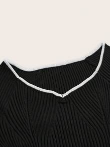 SHEIN Unity Women's Autumn And Winter Sweetheart Neck Raglan Sleeve Cropped Loose Sweater,Sweater Top