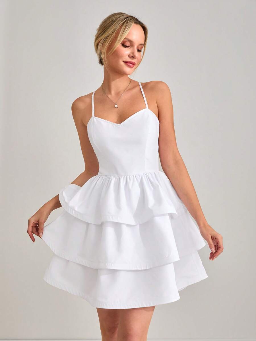 CLARA VERO 优雅风格，公主线，交叉带细节勃艮第礼服 - 酒紅色 - 查看 1