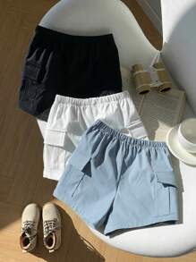 3er Set Baby Jungen Unisex Lässig Sport Shorts mit elastischem Bund, loose bequeme Strickshorts geeignet für Alltag, Reisen, Sport, Frühling/Sommer - Verschiedenfarbig - Übersicht 5