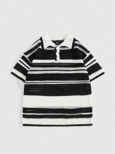 Street Life Men's Casual Contrast Stripe Knit Vacation Sweater