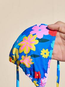 Slaydiva Conjunto de bikini sexy con estampado floral, adecuado para playa y vacaciones de verano