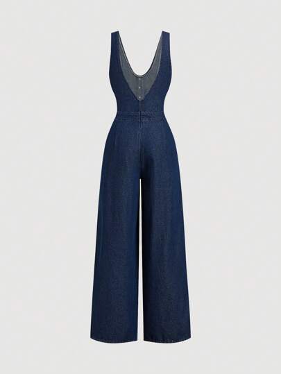 SHEIN MOD Kadın Kot Salopet ve Tulum, Rahat Dar Kesim Kolsuz Mavi, Kadınlar İçin Yazlık Kıyafetler, 90'lar Giysileri, İş Gündelik Kadın, Dışarı Çıkma Kıyafetleri, Eski Para Stili