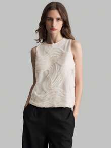 Ontre Blusa clásica de color caqui claro para las cuatro estaciones, blusa elegante con bordado de olas de color marfil para el Día de San Valentín