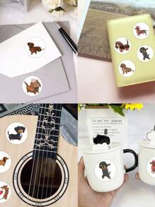 500 pezzi/rotolo carino Adesivo Nastro Dachshund Rotolo di carta adesiva decorativa, adatta per telefono cellulare, computer portatile, tablet, adesivi, Bassotto, rotolo di adesivi, Bassotto, Cane salame, Adesivi, Bassotto, Cane salame