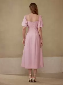 MOTF PREMIUM ROBE DÉCOUPÉE AVEC DÉTAIL RENFONCÉ - Rose bonbon - Voir 4