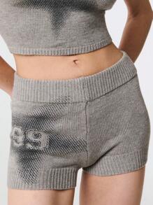 TypaGal 热销夏季针织星星数字图案厚腰带迷你短裤