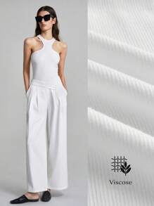 Ontre Top a maglia bianco classico, nuovo per la primavera 2025, top casual a costine, regalo ideale per la Festa di San Valentino