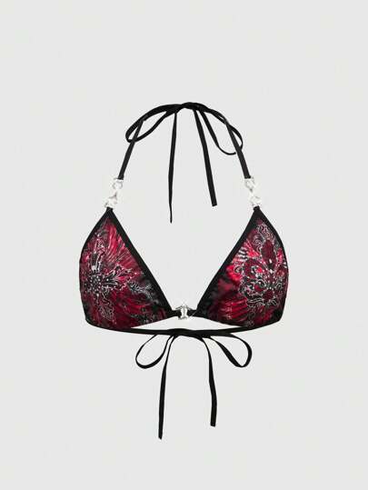 Grunge Punk Dark Gothic Cross, Swallow, Wings Metal Accessories Triangle Cup Lingerie Bra