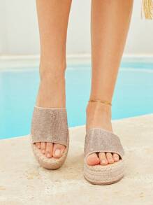 Styleloop 白色珍珠装饰复古休闲度假拖鞋 - 金色 - 查看 8