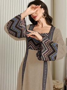 Al Najma Vestido largo y modesto estilo turco y abaya tradicional árabe para mujer, Vestido largo y elegante tipo A-line y jalabiya, para fiesta de noche/invitada de boda/aniversario