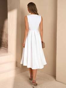 CLARA VERO Vestido midi elegante de mujer con detalle de corsé liso