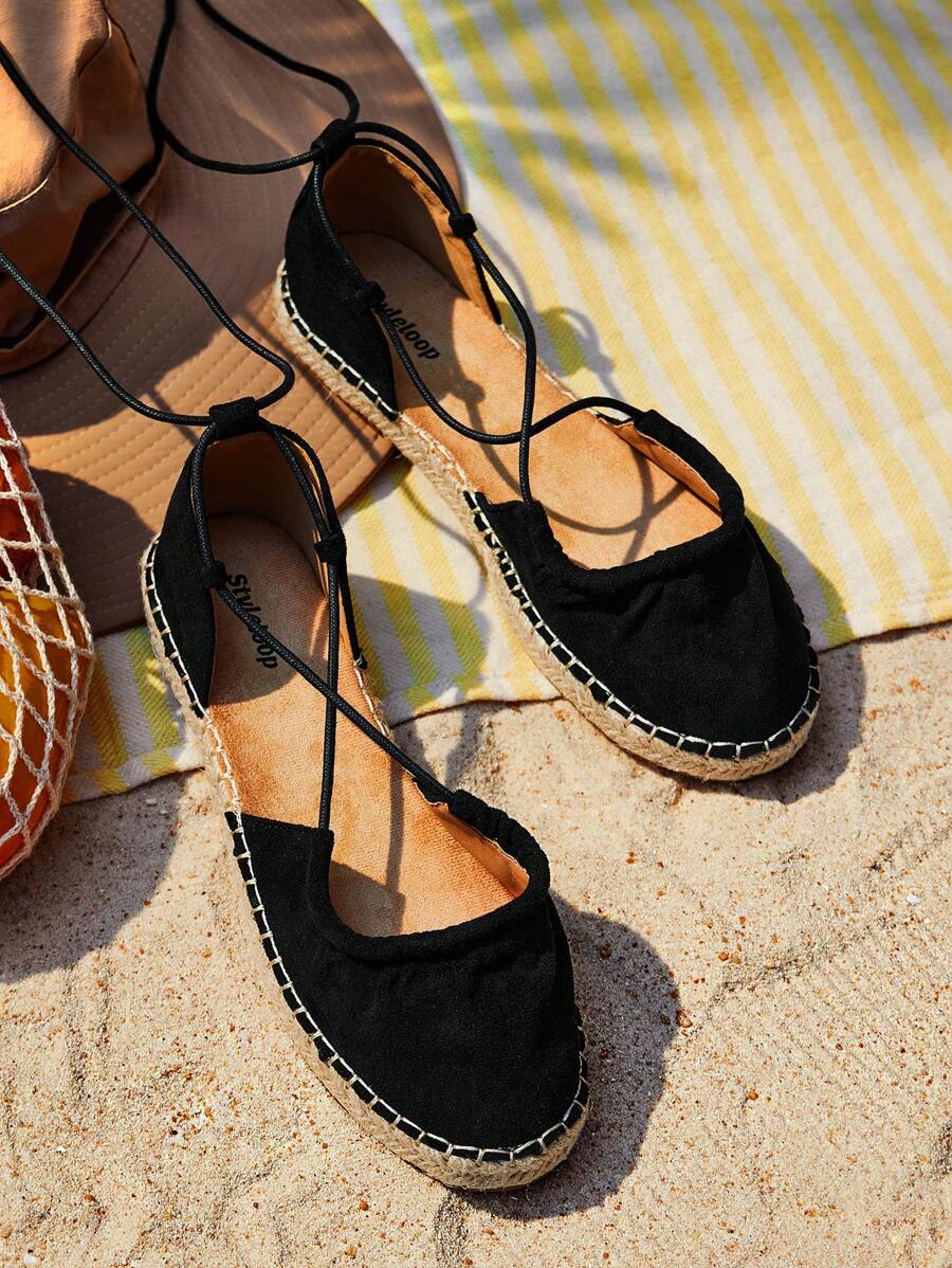 Styleloop Women's Flat Slip-On Shoes, Boho Style, Retro American, Bohemian, Western, Music Festival, Party Outfit For Christmas - Black - View 1