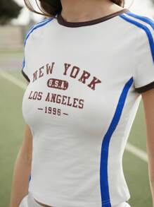 SHEIN EZwear Koszulka z kontrastowym paskiem Ball Game