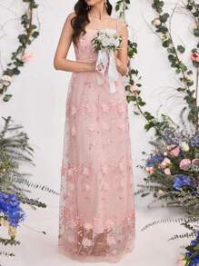 Coutiva Vestido de noche elegante y formal para mujer con bordado floral sin mangas, vestido de moda para primavera y verano para fiestas, citas, vacaciones, bodas y celebridades, con cintura y falda amplias, vestido perfecto para invitados de boda