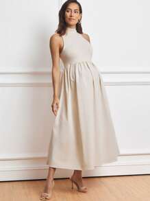MaterniWear Maternity Solid Color Sleeveless Maxi Casual Dress