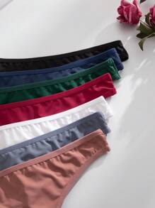 7pcs/Pack Women Seamless Low Waist Comfortable Versatile Thong Panties