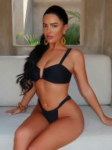 Swim SXY Women's Summer Bikini Swimwear 2 Pieces Set, U-Neck Strappy, Thong Bottom, Beach & Vacation Beachwear