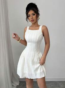 Rafferiza Vestido midi elegante para mujer con volantes en la cintura y correa ajustable