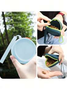 1pc Round Silicone Dog Training Treat Pouch, Pet Snack Bag - Multicolor - View 8