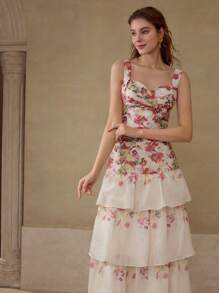MOTF BLOMSTRYCK ÄRMlös CROP BLUS - Rosa - Visa 4