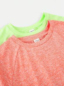 SHEIN Leap Crew Tween Boy Colorblock Graphic Print Short Sleeve Sports Set, Includes Shorts & Tops, Summer - Multicolor - View 11