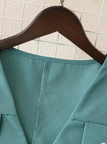 xheGlowEve Conjunto de top sin mangas de cuello en V con cintura ceñida y falda larga de línea A de unicolor, elegante y de moda para uso casual y viajesxhe - Verde - Ver 5