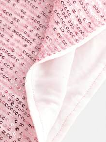 Solid-Color Mesh & Glitter Teen Girls Long Sleeve Snug Fit Mini Dress - Pink - View 4