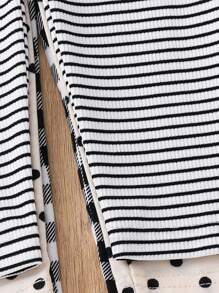 3pcs/Set Young Girls Knitted Polka Dot Leggings Set - Multicolor - View 6