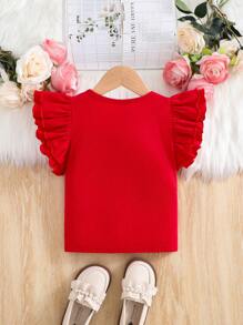 Top corta con cuello redondo, de unicolor y con apliques de cuentas para niñas jóvenes