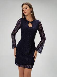 Chiquease Koronkowa, prześwitująca, dopasowana, długa, mini sukienka dla kobiet