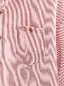 Manfinity VCAY 2 pièces/Set Chemise boutonnée à manches courtes à rayures lâches et unisexe & Short droit à taille cordée, tenue décontractée - Multicolore - Voir 4