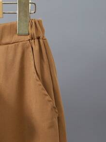 Teen Boy Traditional Print Khaki Shirt And Pants 2 Pieces Outfit - Khaki - View 5