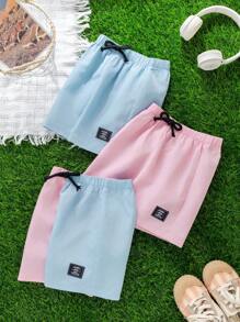 Juego de 3 piezas de pantalones cortos informales para niños pequeños, compre dos y llévese gratis, obtenga 3 piezas adecuadas para primavera y verano, aptas para vacaciones al aire libre, escuela, deportes y uso en casa - Multicolor - Ver 8