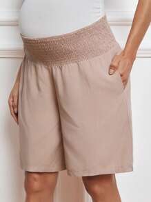 MaterniWear Work/Office Mid-Low Waisted Solid Color Casual Shorts For Pregnant Women