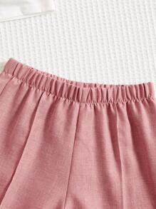 SHEIN 3 件套年轻男孩绅士精致优雅都市白色长袖衬衫、T 恤和背心配裤子西装套装，适合婚礼、派对、郊游、聚会和秋冬季节 - 藕粉色 - 查看 4