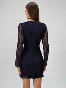 Chiquease Koronkowa, prześwitująca, dopasowana, długa, mini sukienka dla kobiet
