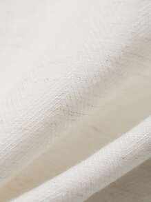 Dazy-Less Casual Business Waisted A-Line Button Decor V-Neck Solid Color Midi Dress For Women Old Money Style Sundress Linen - White - View 8